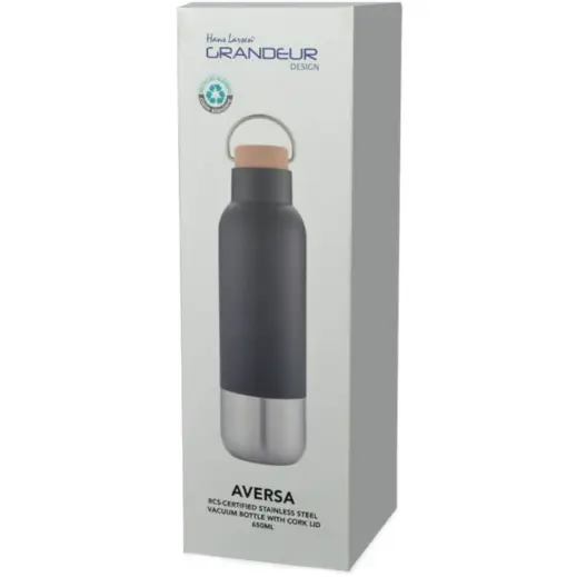 Aversa Hans Larsen RCS Recycled Stainless Steel Insulated Water Bottle Black Gift Box